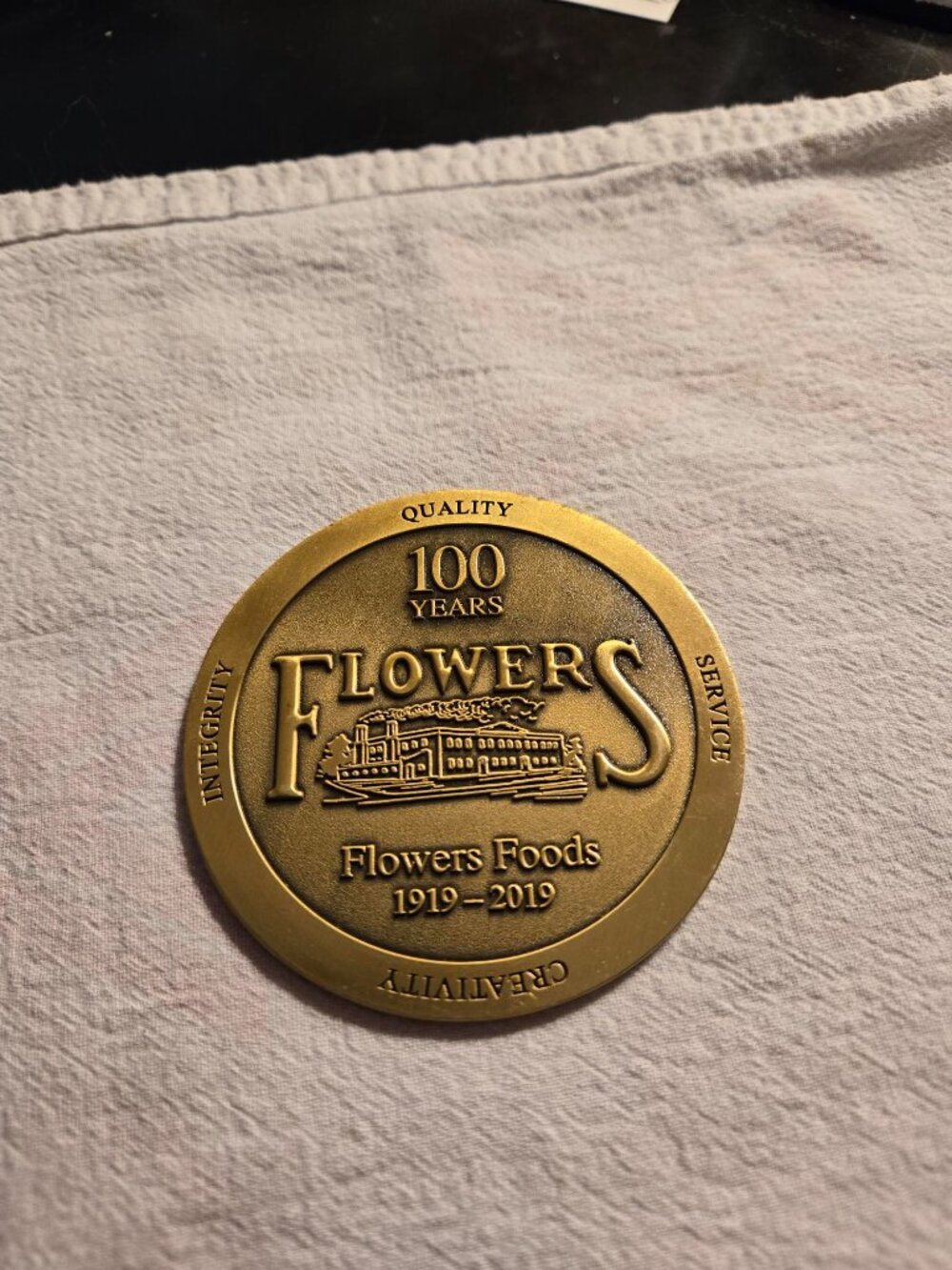 Flowers Foods 100 Years Commemorative Bronze Coin 1919–2019 3" Medallion